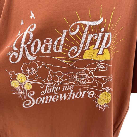 Urban Nation Road Trip, Take Me Somewhere T-shirt Womens 2X Orange Relaxed Crew - Picture 2 of 8